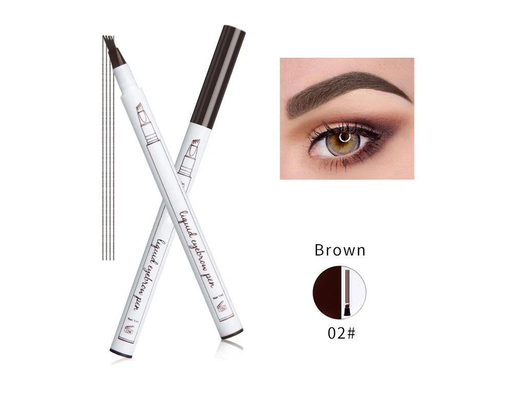 化妆品制造商与眉刷防水自动苗条私人标签3颜色眉笔