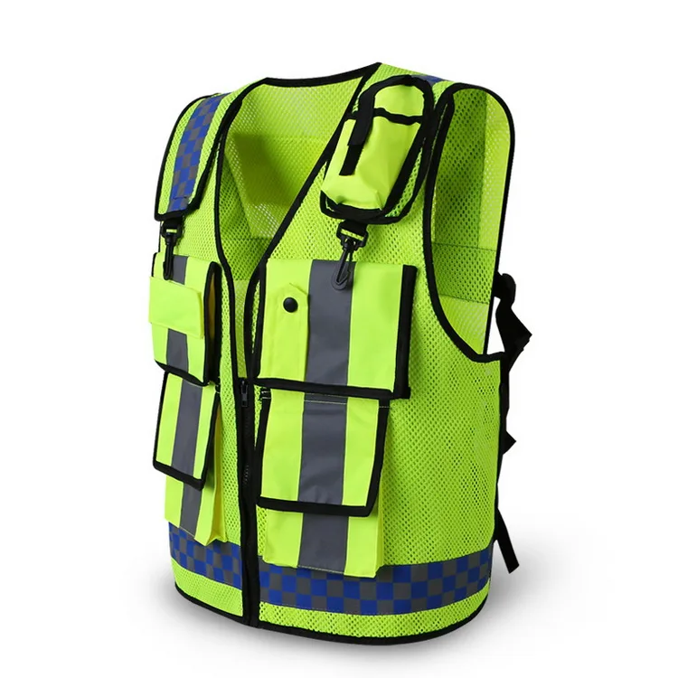 Hi Vis Yellow Multi Pockets Reflective Security Safety Officer Vest
