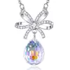 Women's Colorful White Teardrop Pendant Bow Butterfly Necklace Y Chain Jewelry for Women