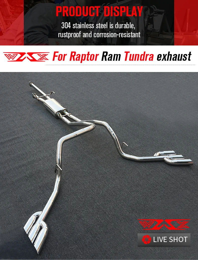 Custom Race Sports Exhaust Cat-back Stainless Steel Catback Exhaust System for Toyota Tundra 2016-2021