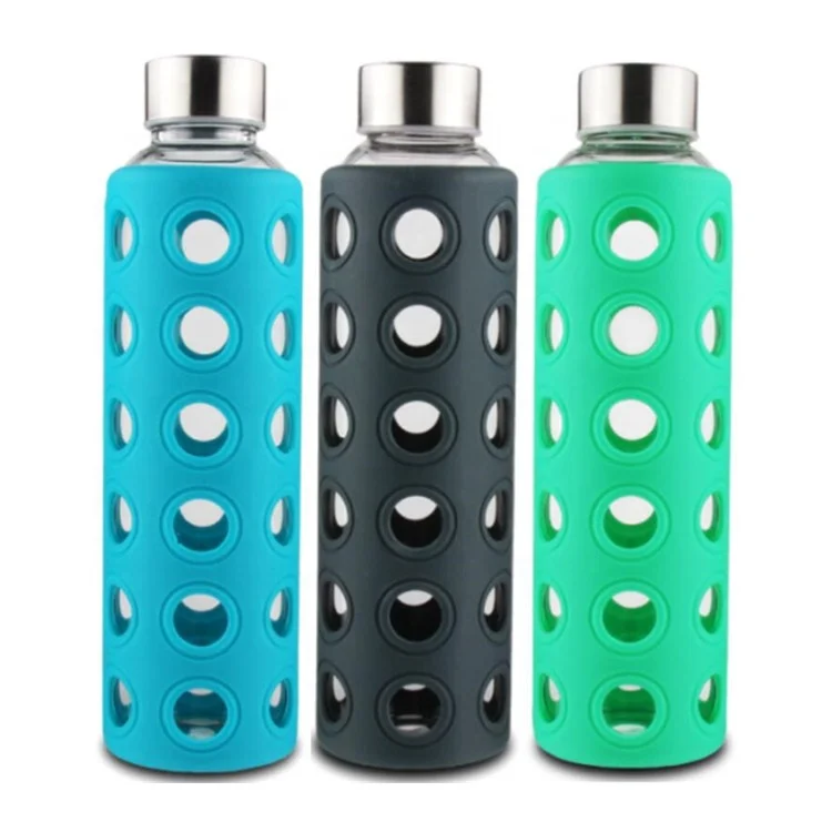 Leakproof Bpa Free Portable 18oz Glass Water Bottles With Nylon