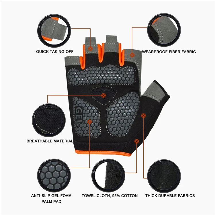 Wholesale Half Gloves Cycling Gloves With Gel Pad Breathable Half Finger Protection For Sports