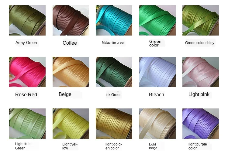 100 Polyester Double Fold Satin Bias Binding Tape For Sewing Seaming