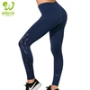 Wholesales Blue High Waist Sports Workout Gym Yoga Pants Running Tummy Control Turnup Hips Athletic Seamless Leggings For Ladies
