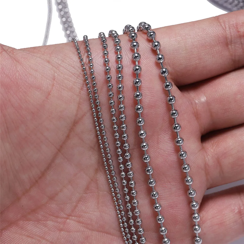 Wholesale Stainless Steel Lobster Clasp Ball Chain Necklace 1.6/2.0/2.4/3.0mm