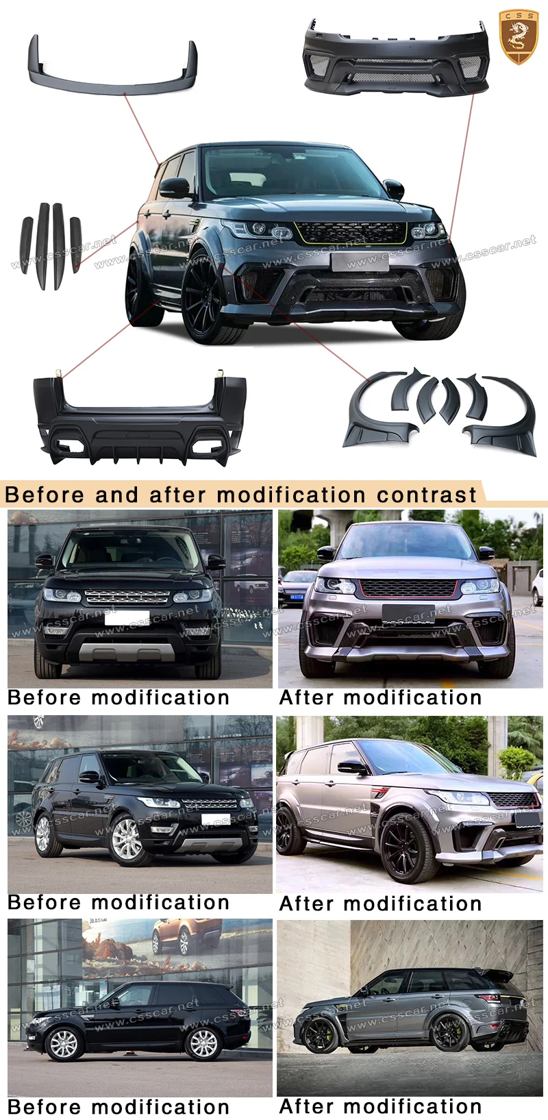 Pare-chocs Avant Pour Range Rover Evoque 2012-2016 - Paire Gauche/Droite, Plastique Noir, Modèle LR028550/551