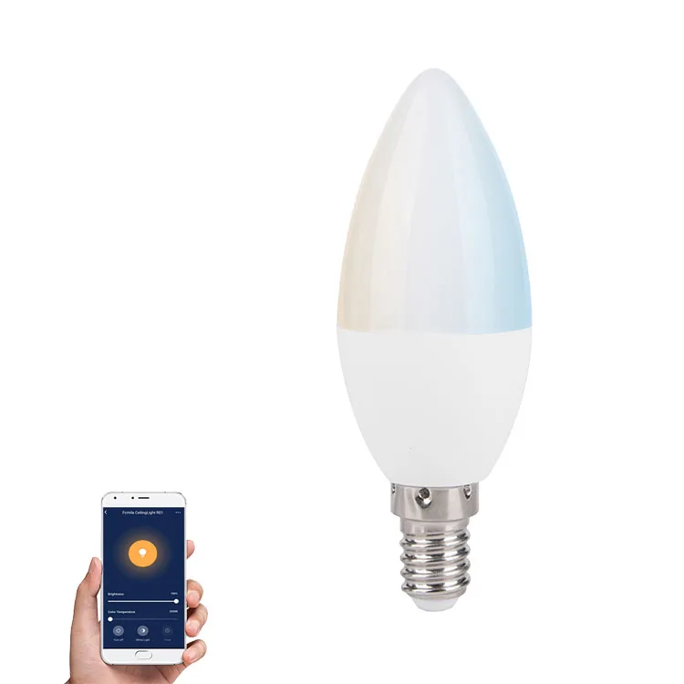 Two Years Warranty Tuya Wifi Smart Intelligent C37 5W Voice Control Small SMD E14 LED Candle Light Bulb