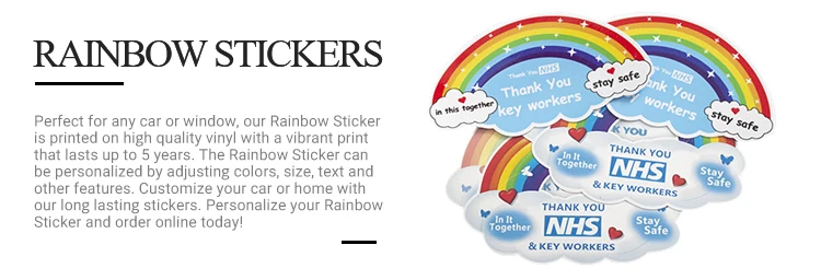Thank you Rainbow NHS& Others Vinyl Window Car Bin Stickers 75x30cm large sizes❤ 