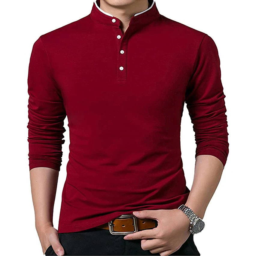 Wholesale Cotton Hemp Mens Casual Slim Fit Shirts Mandarin Collar Pure ...