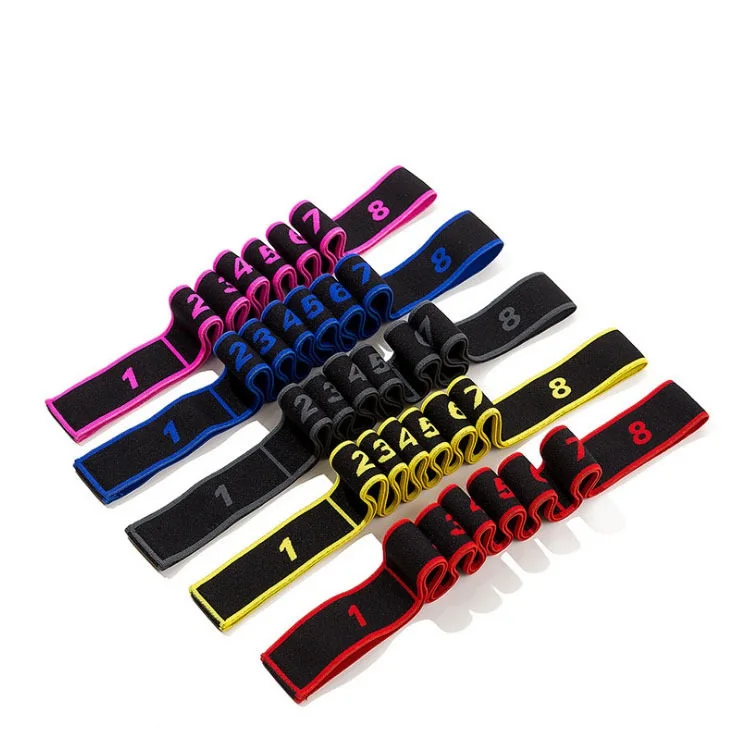 High Flexible Yoga Fitness Resistance Band 8-Loop Training Strap Tension Resistance Exercise Stretching Belt