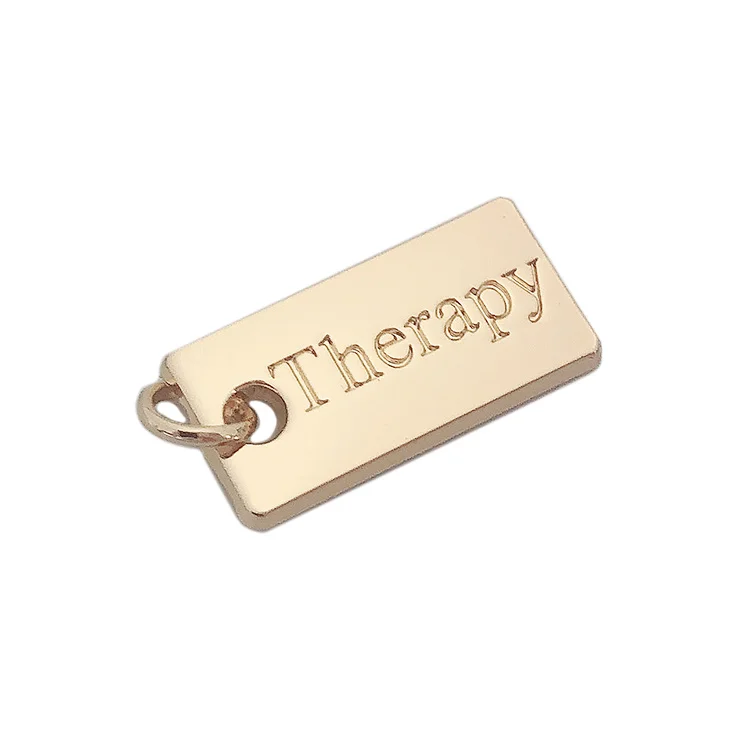 Personal logo custom engraved metal logo charm beads jewelry tags for bracelet