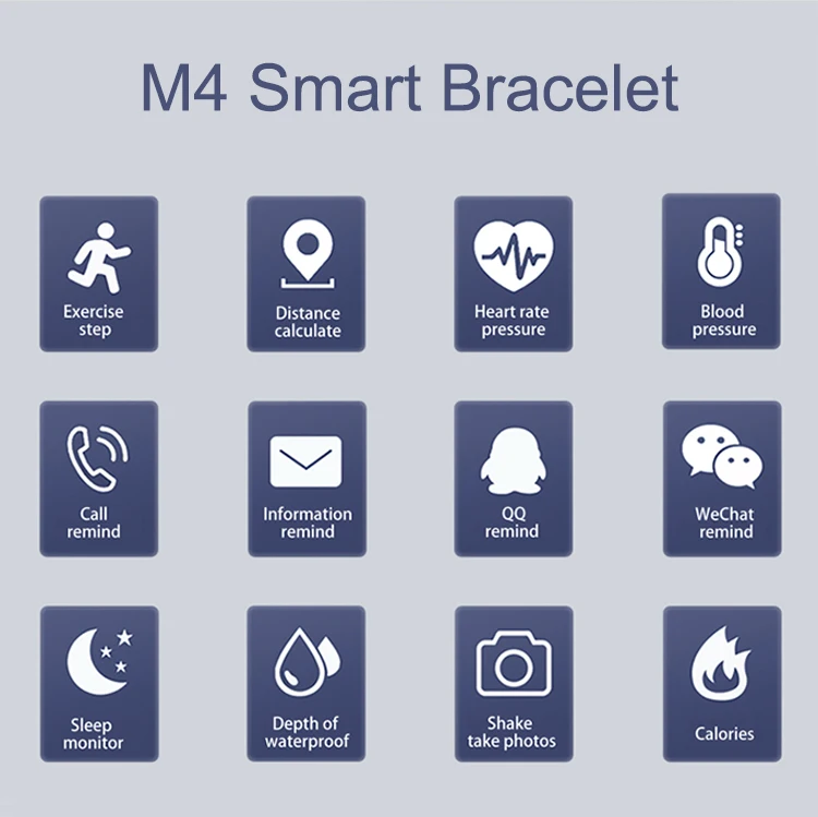 Newest M4 Smart Bracelet Band 0.96 TFT Color Screen Wristband Smart Watch M4 Fitness tracker