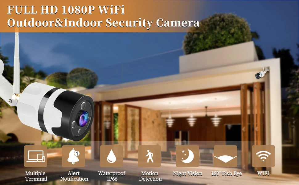Wireless Outdoor HD 1MP 720P CCTV Security IR-CUT Wifi IP Camera Night Vision Dm 