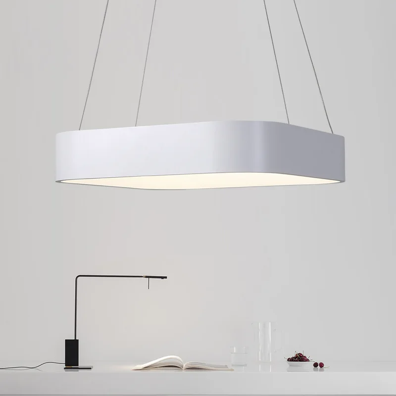Modern creative led pendant lamp dimmable rectangular chandelier for dining room nordic ceiling light low price office lights