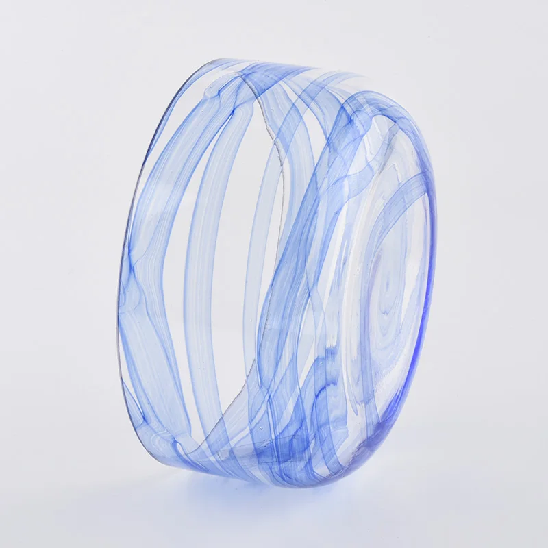 wide glass jars with marble decoration