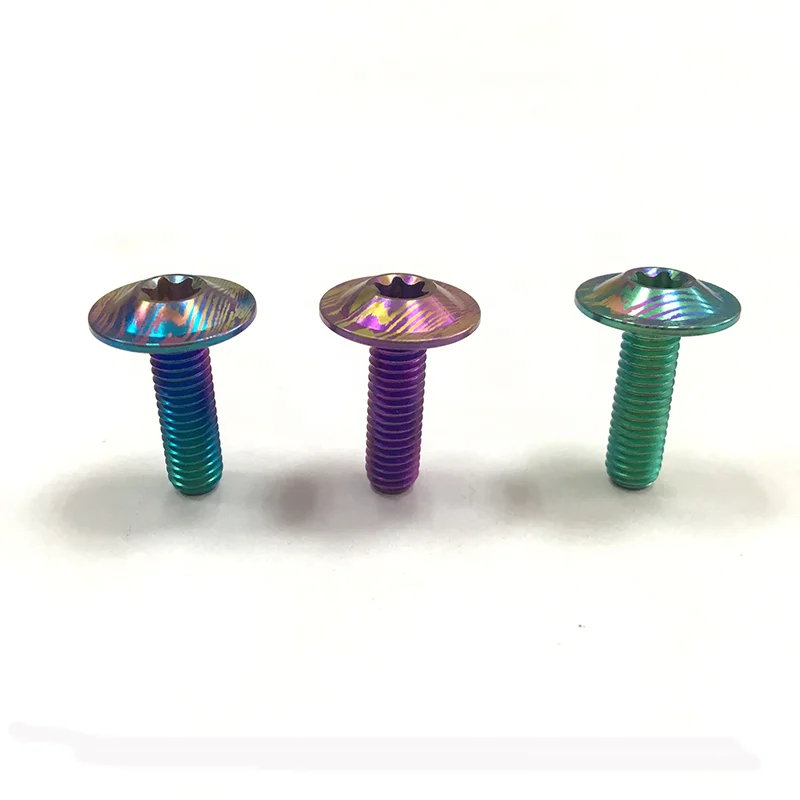 Customized M6*20mm Gr5 Thin Head With Torx Socket Rainbow Anodized