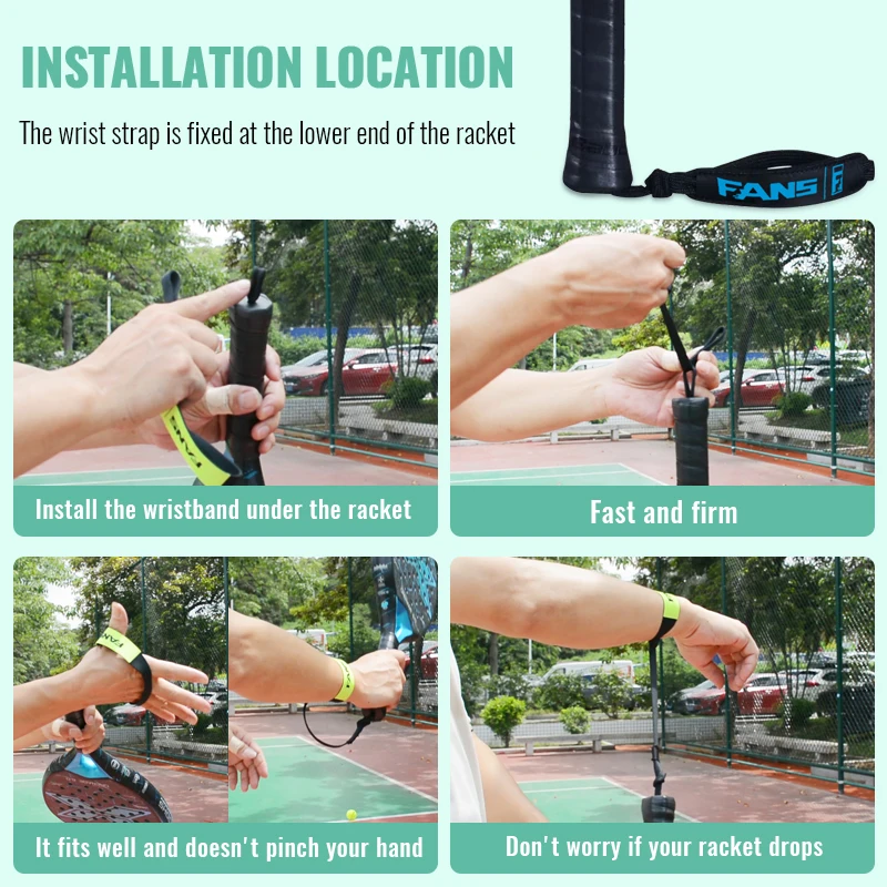 Padel Racket Draw Cord String Smart Pala Padel Racket with Comfortable Nylon Cuff Lanyard Get Moving ...