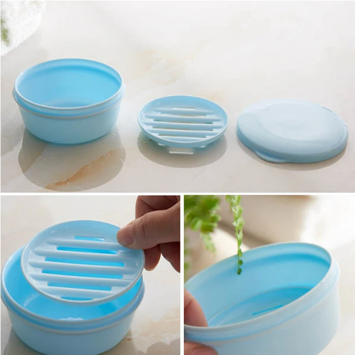 Travel Soap Dish Box Case Holder With Lid Container Wash Shower Home Bathroom 