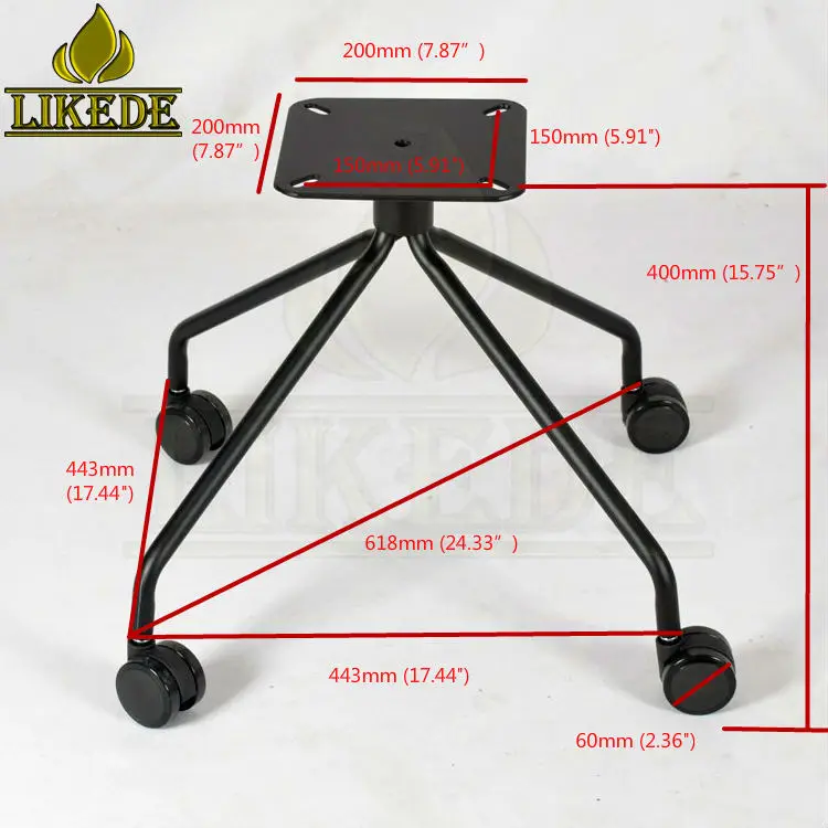 4-Star Cast Aluminum Chair Leg With Wheel Powder Coating Finish for Coffee Table Legs Available in Black Steel