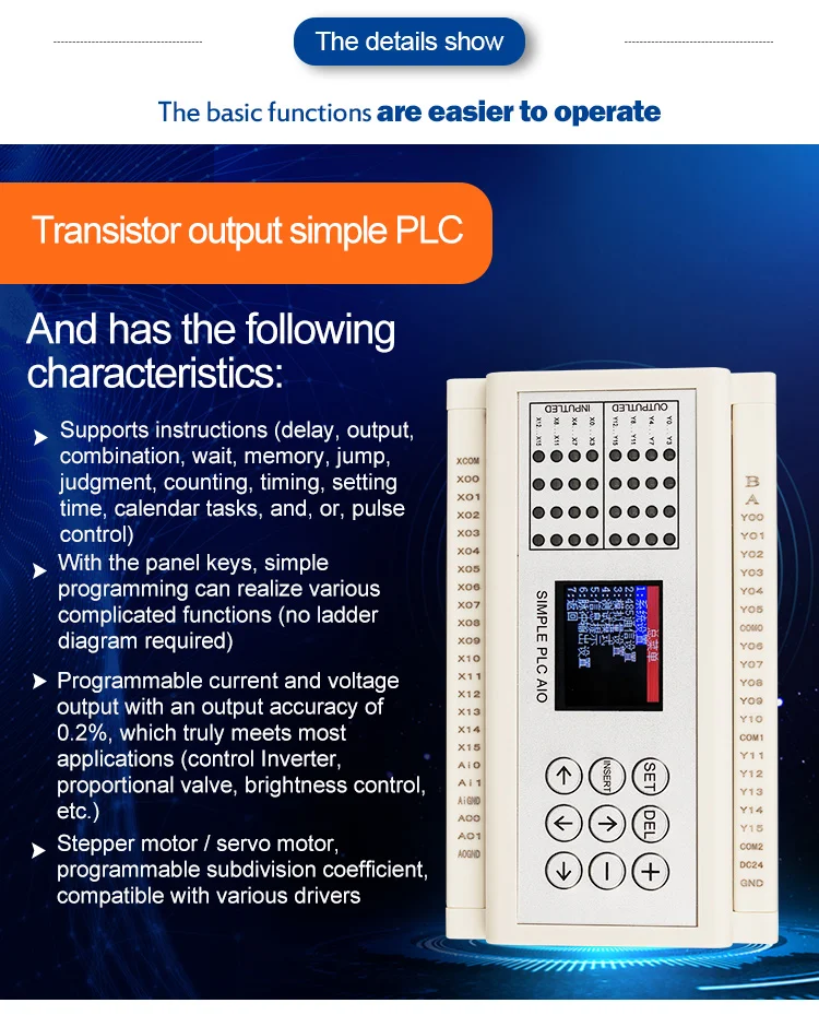 Huaqingjun 16 Inputs 16 Outputs Transistor Output Plc Plus 2-channel ...