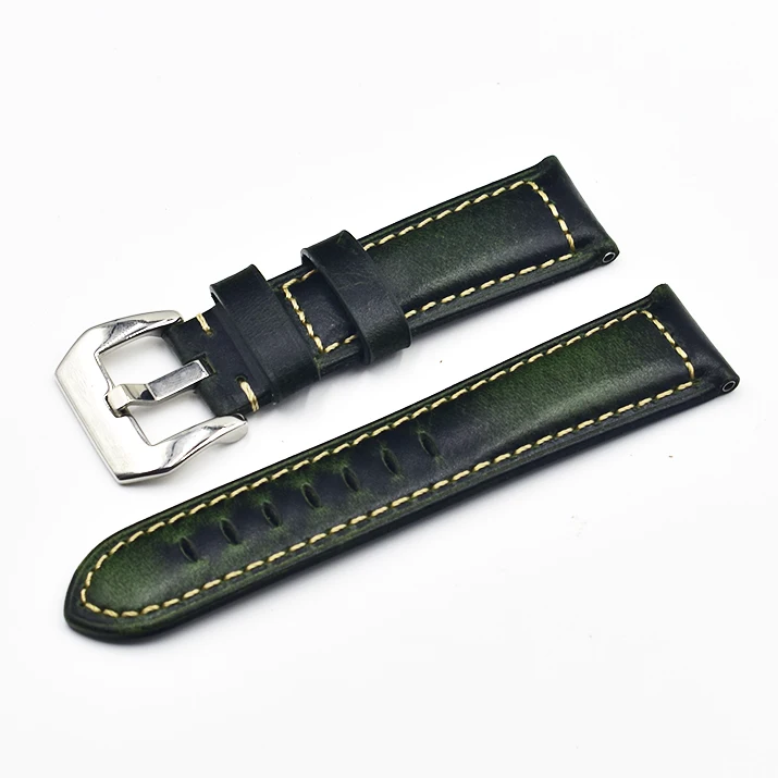 Top Brand Watch Belt Vintage Handmade Genuine Leather Watch Strap 20mm