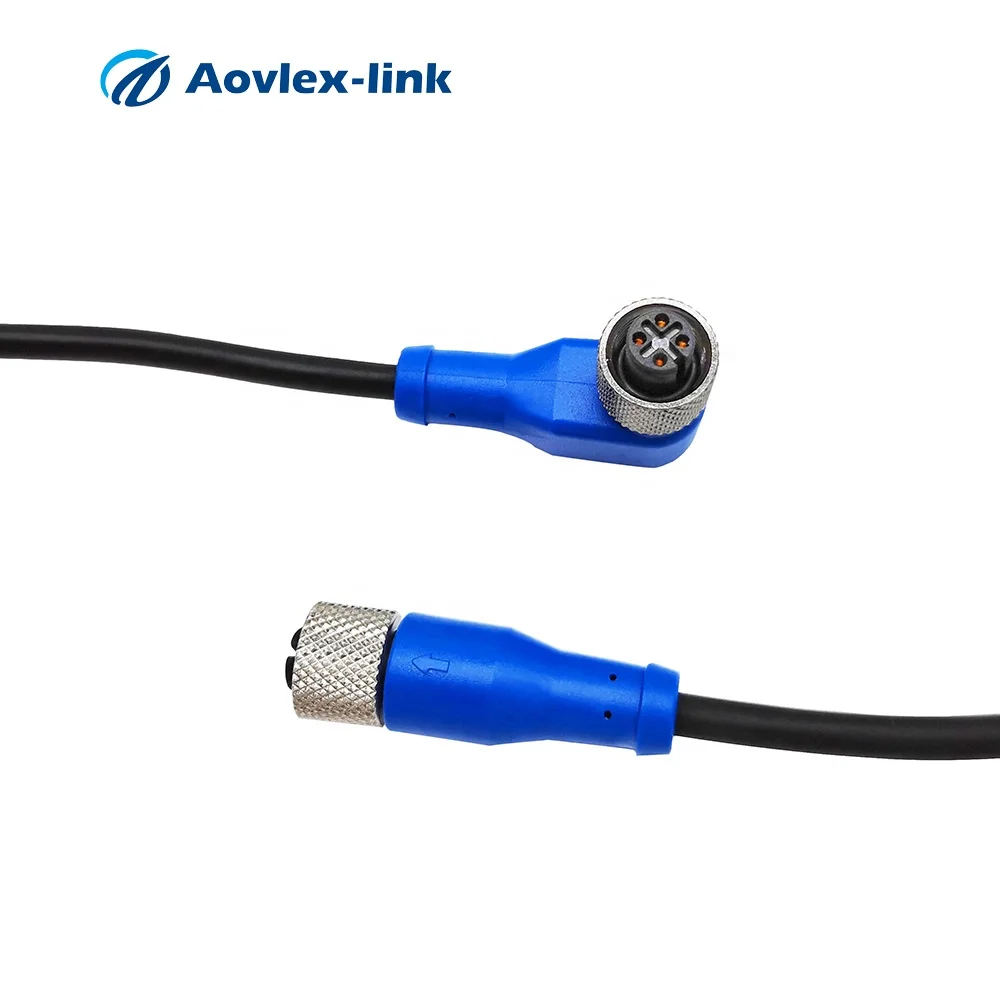 M12 Circular Connector Acoded 4pin Straight To Angled Ip67 Waterproof