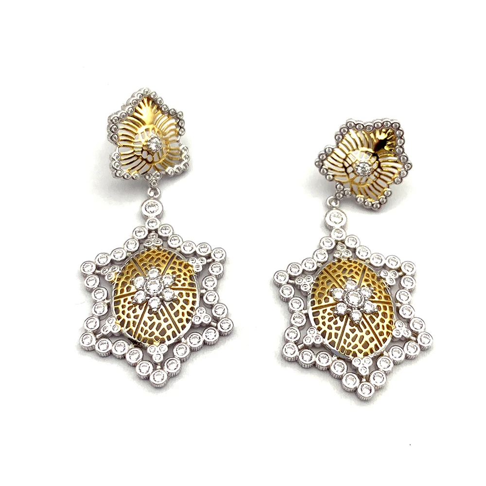product-925 Silver Fashion Flower Pearl Jewel Set Ring And Earrings-BEYALY-img-1