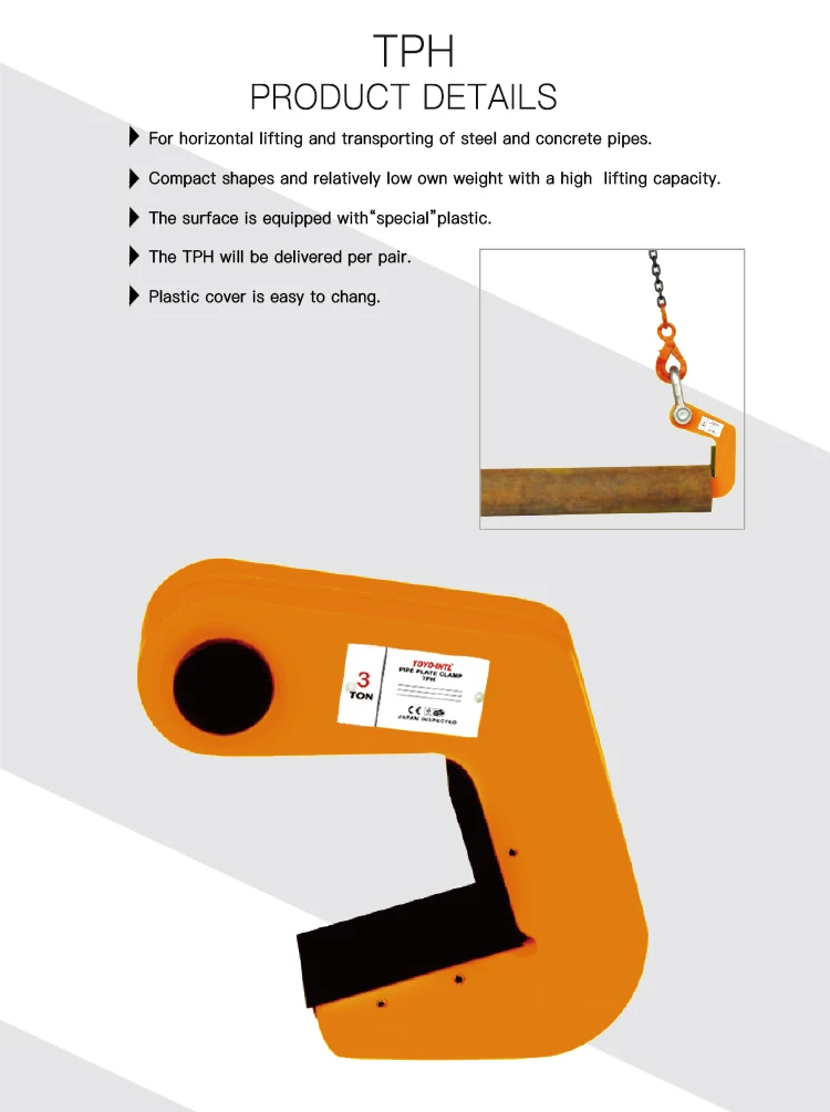 Manufacture Steel Horizontal Pipe Lifting Clamp Pipe Plate Clampfor