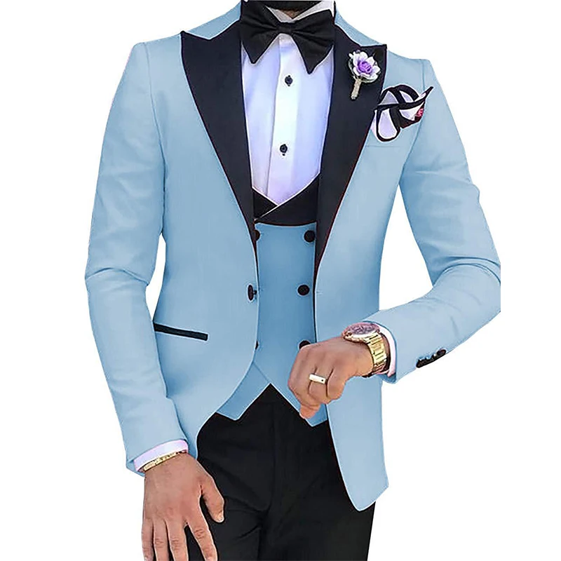 Men Suits 3 Pieces Slim Fit Business Suits Groom Champagne Blue White 11  Color Tuxedos For Formal Wedding Suit Blazer+pants+vest - Buy Plus Size  Groom Wedding Tuxedo,Men's Wedding Suits,Men Formal Blazer Suits