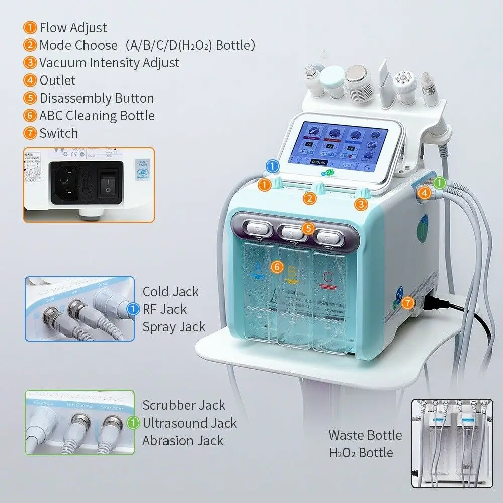 Facial Treatment H2o2 Hydra Aqua Water Skin Peel Dermabrasion Oxygen Facial Machine