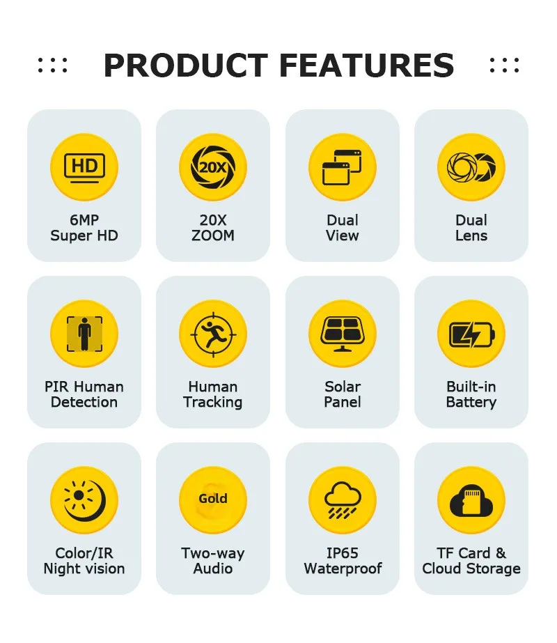 批发6MP双镜头户外高清子弹摄像机20x光学变焦4g太阳能夜视CMOS云