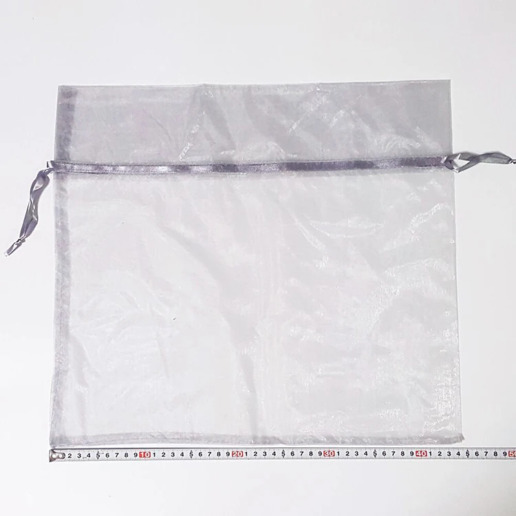 High Quality Gray Organza Pouch for Jewelry Custom Wholesale with Drawstring Sealing Handle for Gift Packaging with Logo