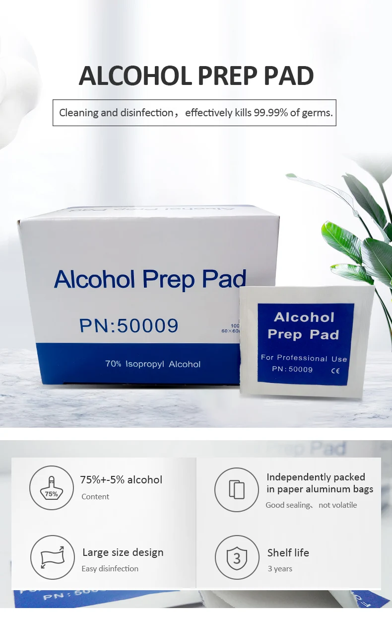OEM Customized Design Best Quality Disposable Hospital Injection Sterile 70% Disinfecting Prep Pad