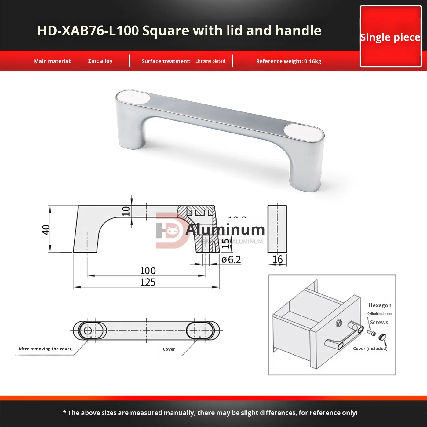 150  zinc alloy square handle with cover for door  window beveled handle-18