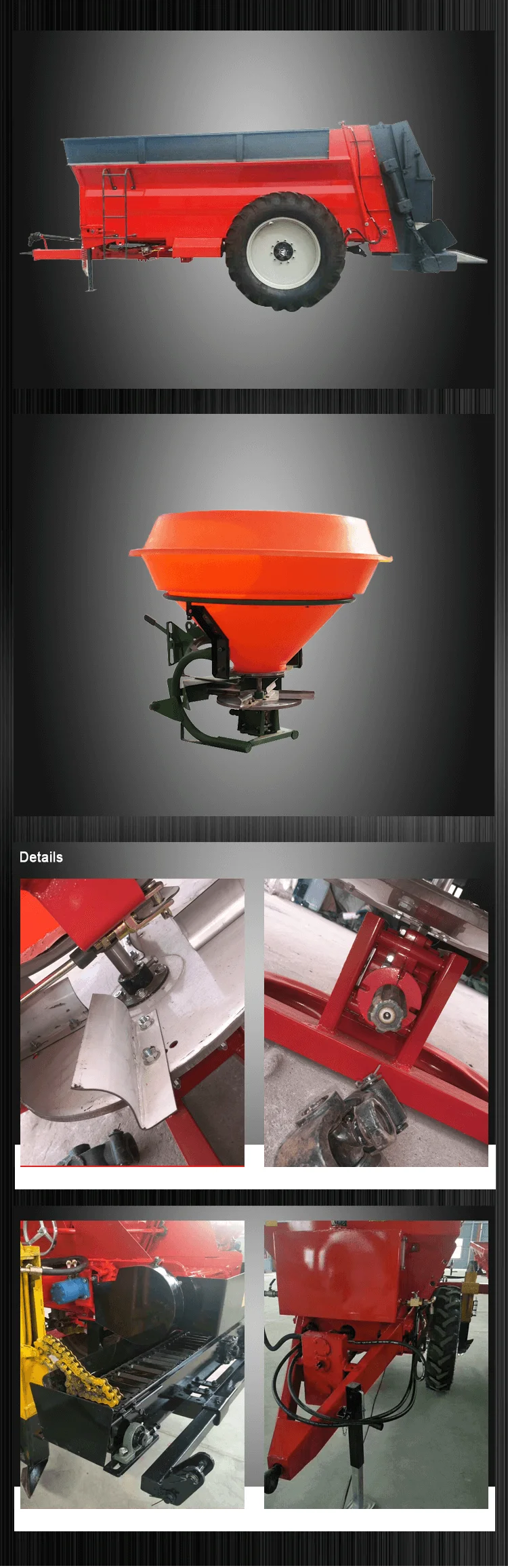 Agricultural Fertilizer Spreader Trailer Tractor Hydraulic Tipping Trailer Farm Trailer Tractor