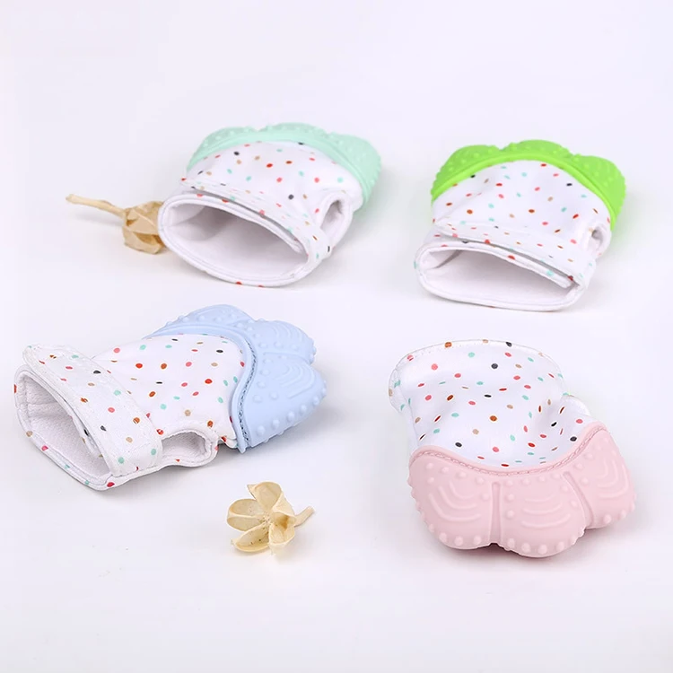 silicone teether mitten baby