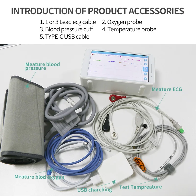 product nibp spo2 breathing monitor handheld small cheap holter wireless ecg recorder portable ecg device electric plastic ce class ii-68