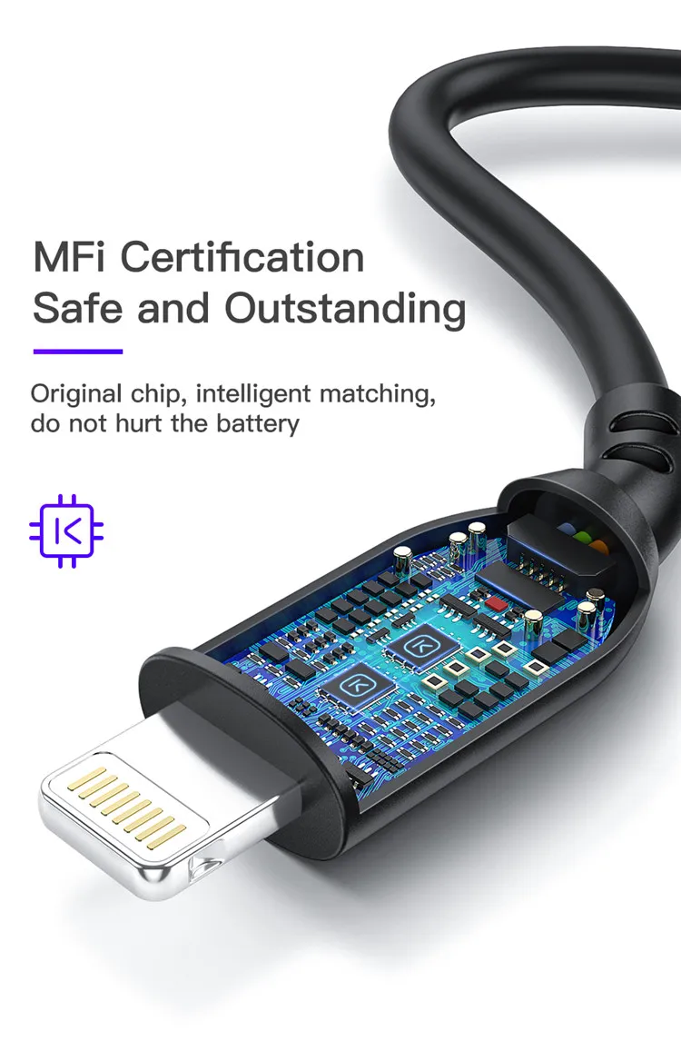 KUULAA Special Sale Mfi Certification 2.4A Sync Fast Charging USB 0.5 1 2M Fast Charger Data Cable for iPhone for Sale