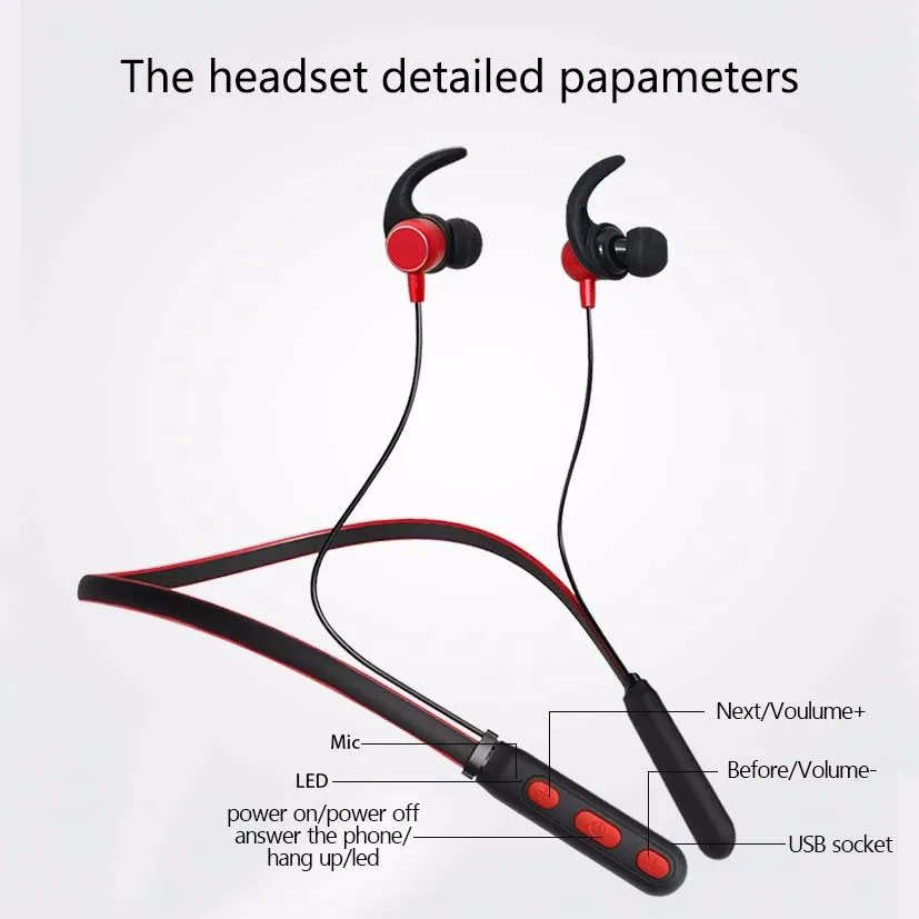 Portable Wireless Sport Earphone Stereo Neckband Bluetooth Headset With Mic - ANKUX.COM