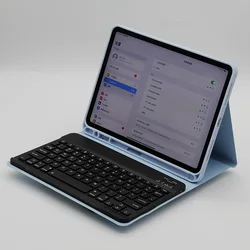 Customized Portable PU+TPU Blue Protective Case Foldable Tablet PC with mobile wireless Keyboard