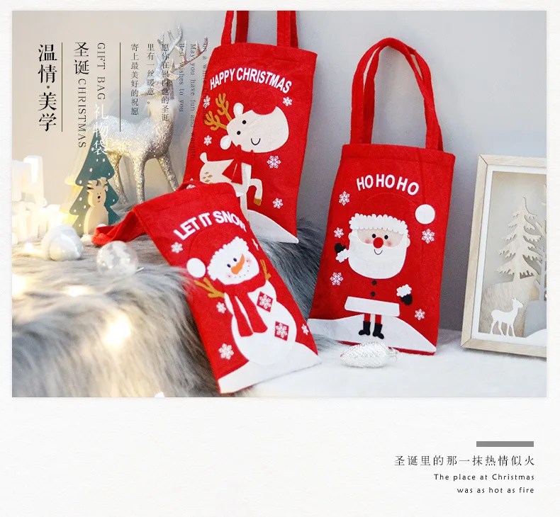 Presents Packaging Pouch Snowman Non Woven Christmas Gift Handbag Candy Bag 