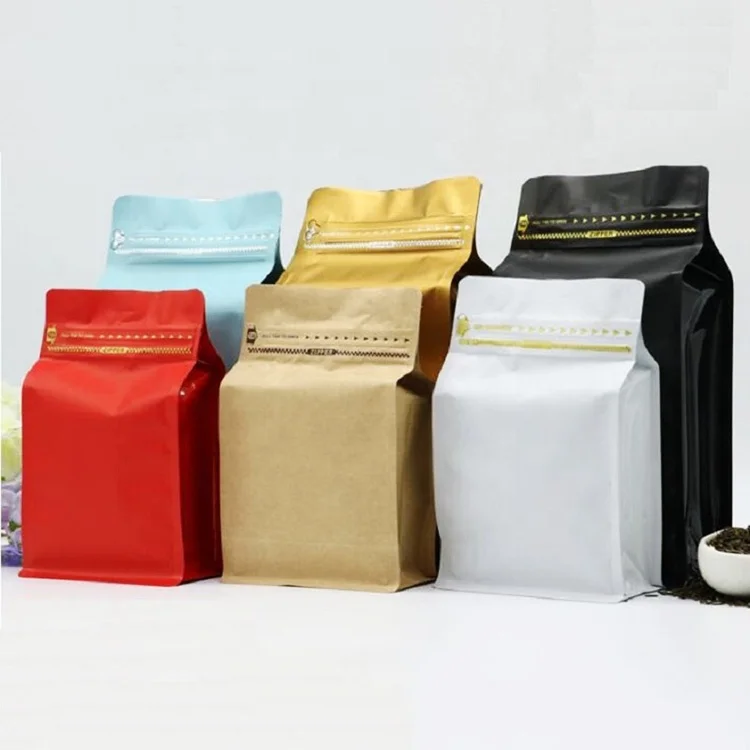 
Custom Printing Food Plastic aluminum Foil Coffee Bean Bag Flat Bottom 250 gram zip pocket coffee bag with valve 