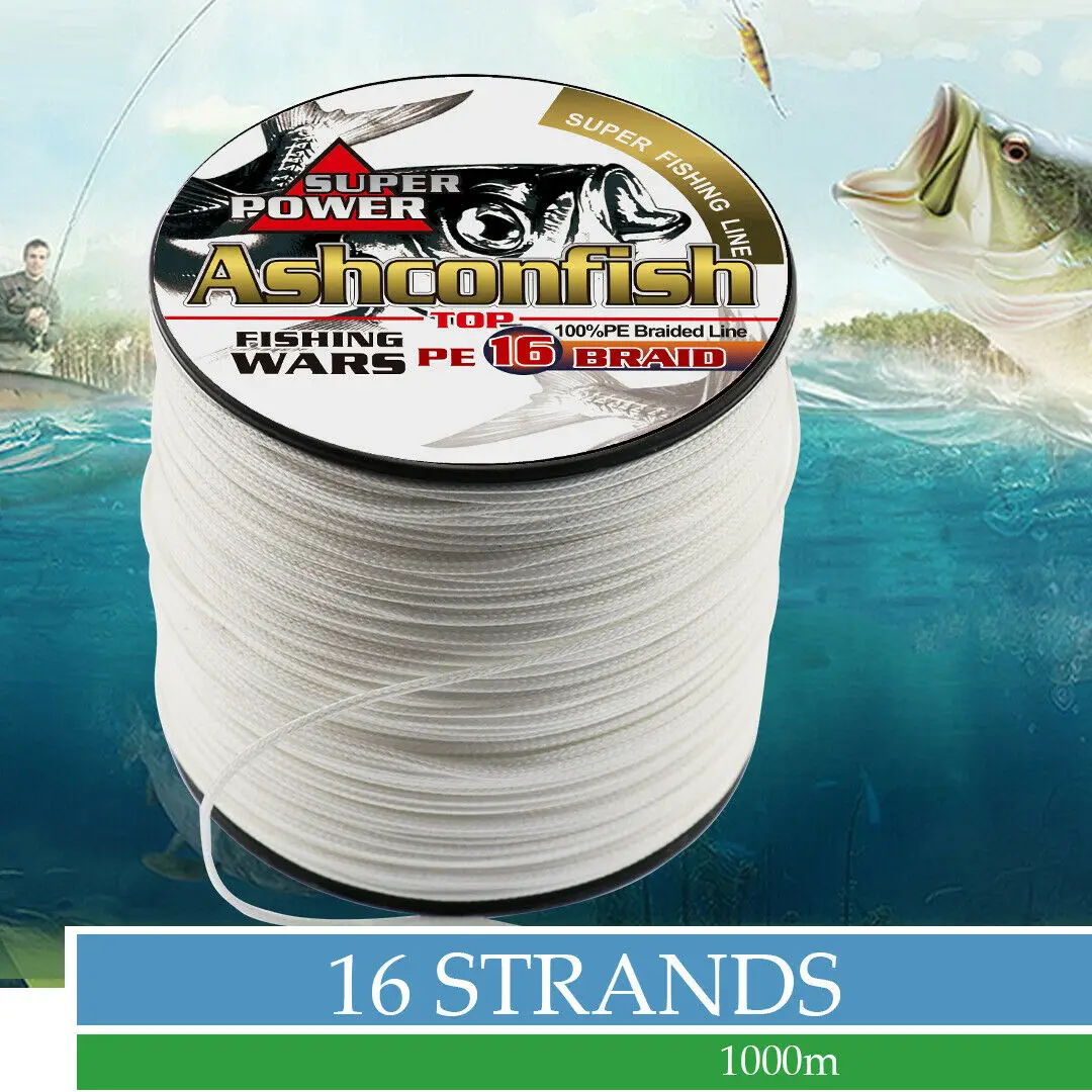 Abrasion Resistant Incredible Superline Zero Stretch Ultrathin Diameter Woven Thread Ashconfish Braided Fishing Line-16 Strands Hollow Core Fishing Wire 100M/109Yards