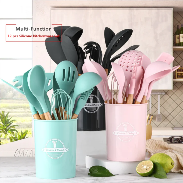 19pcs Green Silicone Cooking Utensils Set, Heat Resistant Kitchen