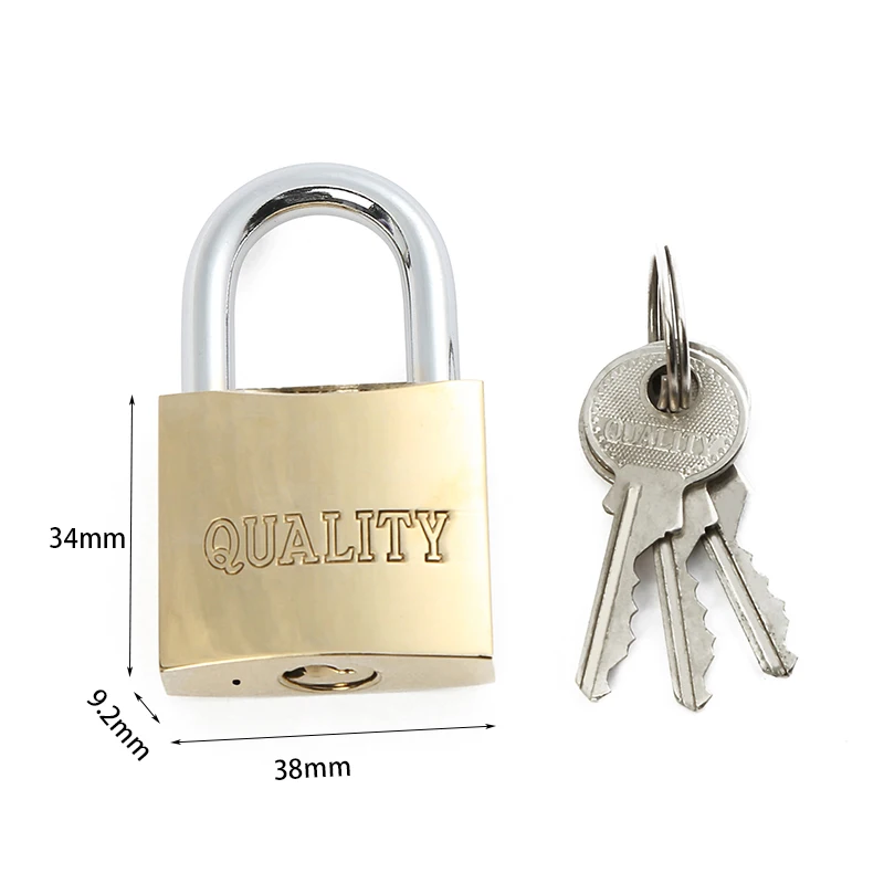 Hight Quality 38mm  Shackle Brass Pad Lock Safety Padlock oem solid steel lock brass padlocks