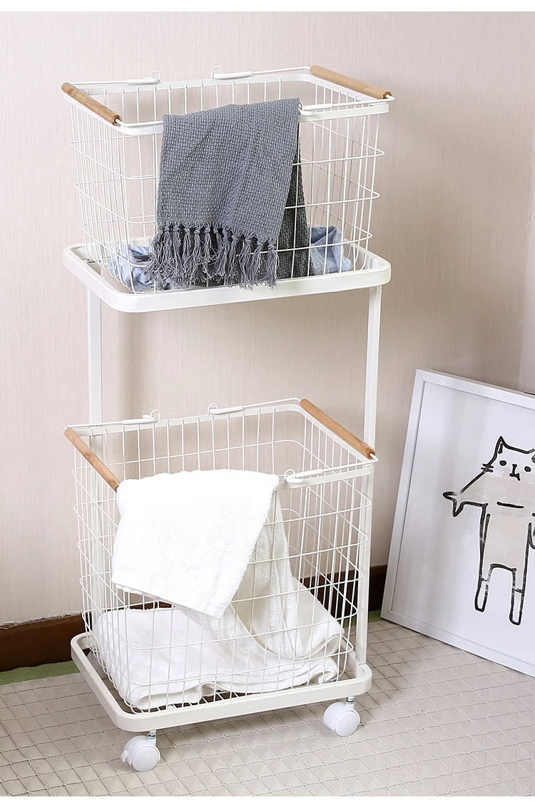 Japanesestyle Simple White Folding Large Dirty Wrought Iron Laundry