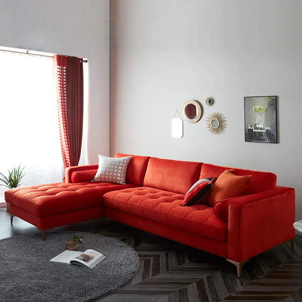 Mid Century Modern Furniture Blue Velvet Modular Sectional Sofa - Buy