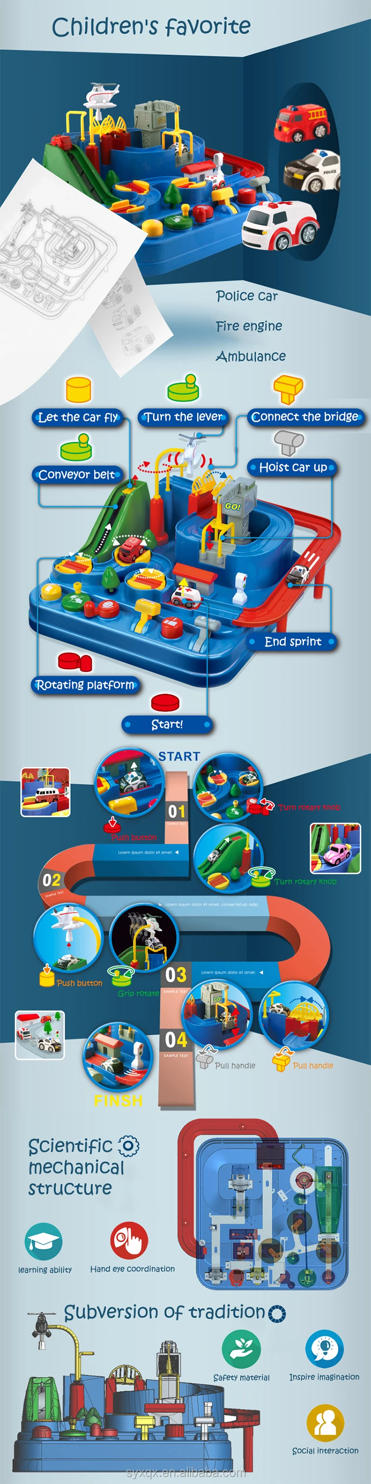 Passing Through The Big Adventure Toy Car Vibrato Child Boy Baby Puzzle Small Train Rail Car Parking Car