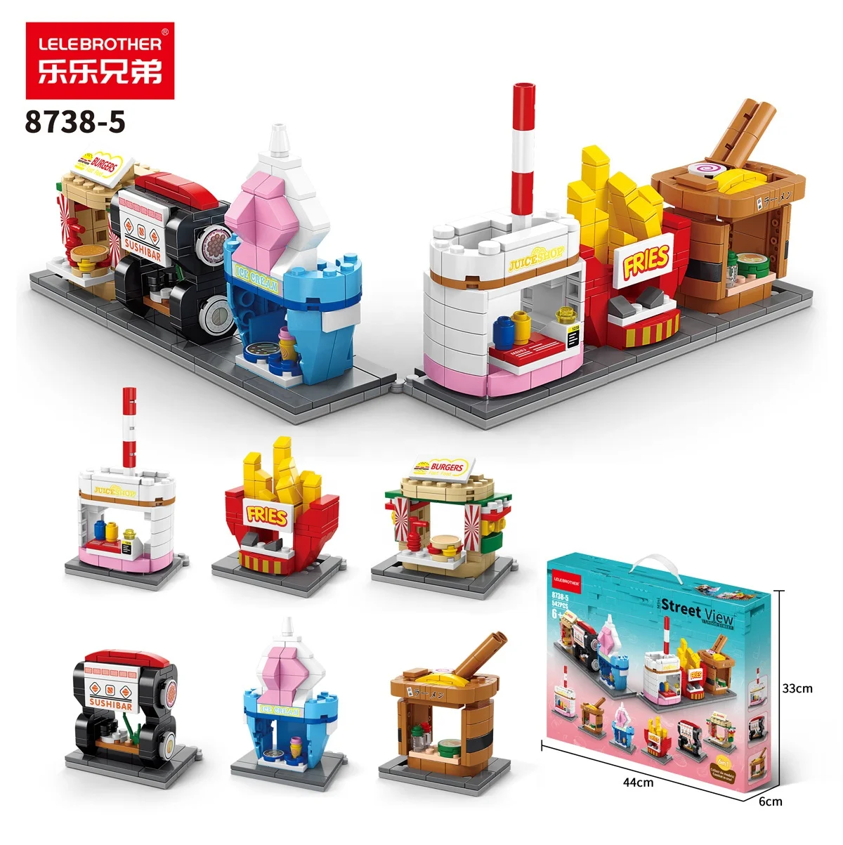 Lele Brother 6 in 1 City Street View Building Blocks Food Shop