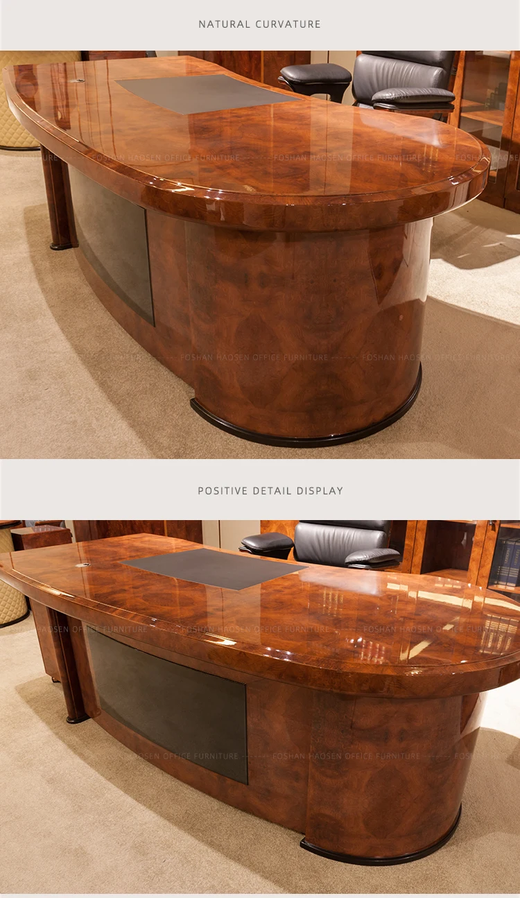 foshan haosen High Quality Italian style office furniture wooden desk 2405 high gloss top table sale